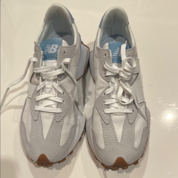 New Balance 327 White and Light Blue Sneakers - Picture 5 of 5